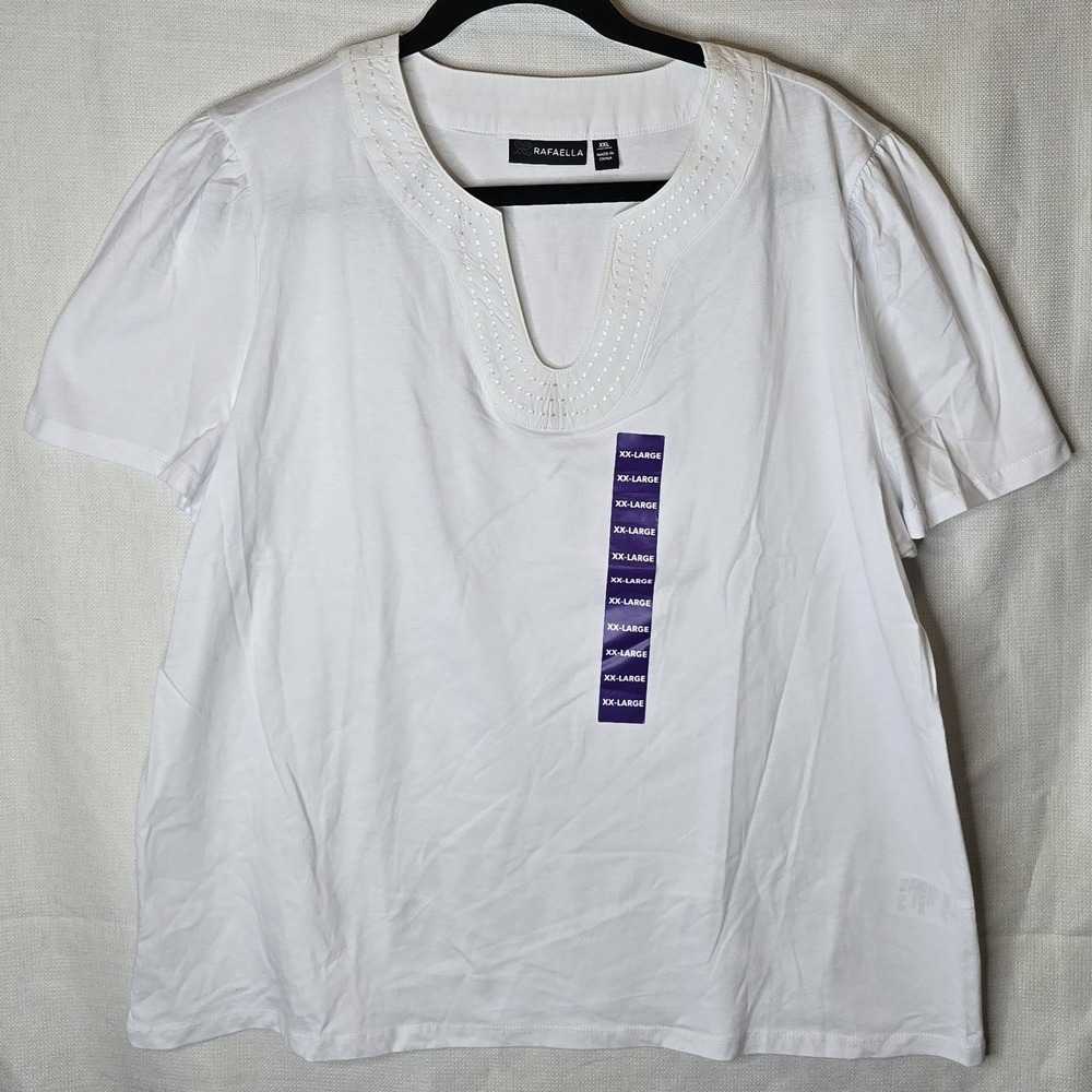 Rafaella Women's Short Sleeve V-Neck Top SIZE: XXL NWT‎ - Picture 4 of 5